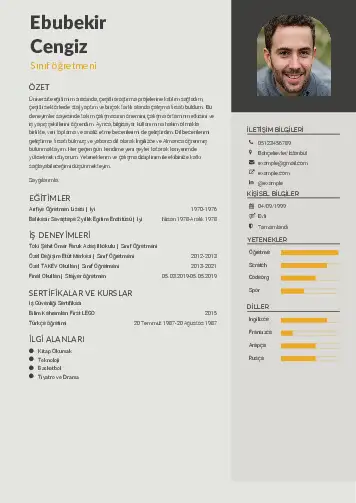 Sınıf Öğretmeni Cv Örnekleri cv indir